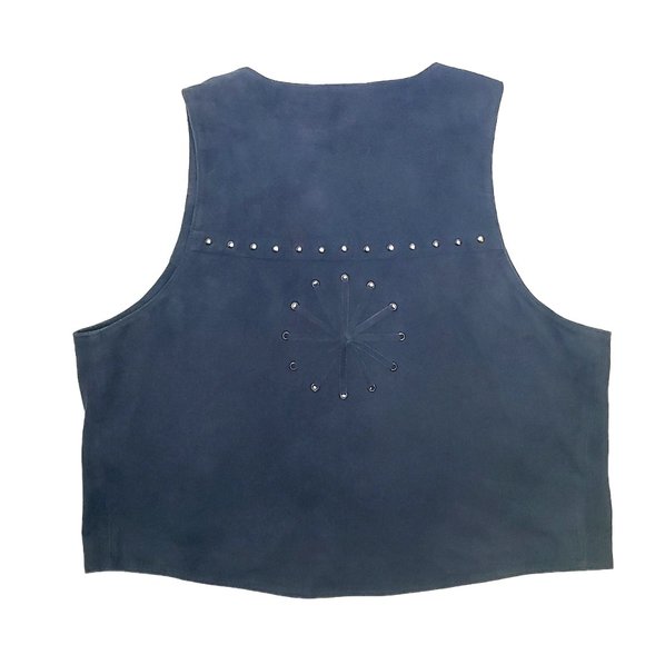 What Goes Around Comes Around Blue Suede Genuine Leather Vest Size Medium WGACA - Picture 2 of 6
